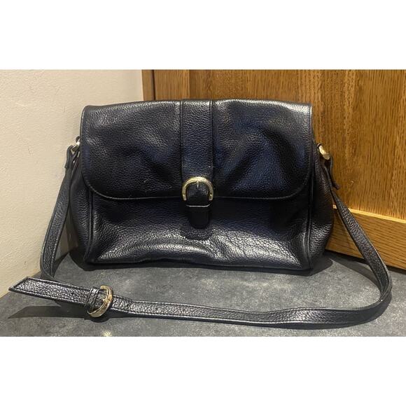 Liz Claiborne Y2K Black Leather Shoulder Bag Purse Classic - Picture 1 of 12